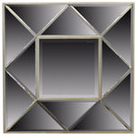 Benzara Sophisticated Square Wooden Framed Mirror, Gray
