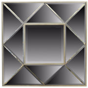 Benzara Sophisticated Square Wooden Framed Mirror, Gray