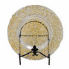 Benzara Impeccable Glass Charger with Floral Pattern, Clear and Gold