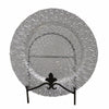 Benzara Appealing Glass Charger with Engraved Pattern, Clear and Silver