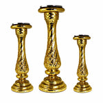 Benzara Elegantly Charmed 3 Pieces Glass Candle Holder, Gold