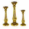 Benzara Captivating 3 Piece Glass Candle Holder,  Gold