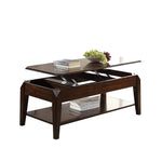 Benzara Wooden Coffee Table with Lift Top and Open Bottom Shelf, Brown