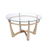 Benzara Attractive Coffee Table, Gold & Clear Glass