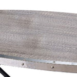 Benzara 15 Inch Oval Coffee Table with Irregular Metal Base, Gray