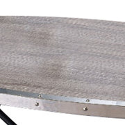 Benzara 15 Inch Oval Coffee Table with Irregular Metal Base, Gray