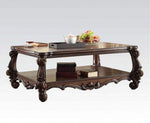 Benzara Traditional Style Wooden Coffee Table with Scrolled Legs, Cherry Brown