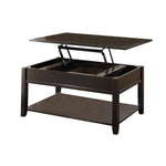Benzara 19 inch Lift Top Cocktail Table with Bottom Shelf, Black