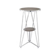 Benzara Modern Bar Table, Gray Oak & Chrome Silver