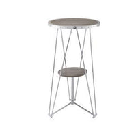 Benzara Modern Bar Table, Gray Oak & Chrome Silver