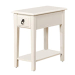 Benzara 23" Rectangular Wooden Side Table with 1 Drawer, White