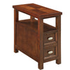 Benzara 2 Drawer Grained Wooden Frame Side Table, Cherry Brown