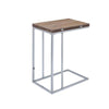 Benzara Vogue Side Table, Weathered Oak & Chrome