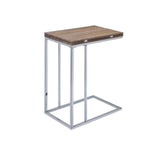 Benzara Vogue Side Table, Weathered Oak & Chrome