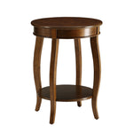 Benzara 24 Inch Round Side Table with Open Bottom Shelf, Brown