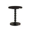 Benzara 22 Inch Round Wooden Side Table with Turned Base, Black