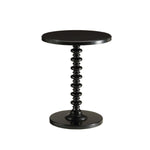 Benzara 22 Inch Round Wooden Side Table with Turned Base, Black