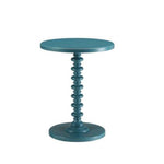 Benzara Astonishing Side Table with Round Top, Teal Blue