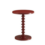 Benzara Astonishing Side Table with Round Top, Red