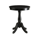 Benzara Round Wooden Side Table with 4 Leg Turned Pedestal Base, Black