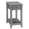 Benzara Rectangular Wooden Side Table with 1 Drawer and Open Bottom Shelf, Gray