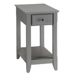 Benzara Rectangular Wooden Side Table with 1 Drawer and Open Bottom Shelf, Gray