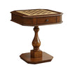 Benzara 31 Inch Chess Game Table with Clipped Corners, Brown