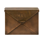 Benzara Envelope Shaped Wall Mount Metal Mail Box, Copper