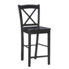 Benzara Wooden Counter Stool with X Shaped Backrest and Curved Headrest, Black