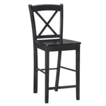 Benzara Wooden Bar Stool with X shaped Backrest and Curved Headrest, Black