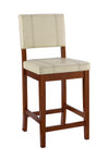 Benzara Wooden Counter Stool with Cushioned Seat and Backrest, Cream and Brown