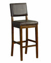 Benzara Wooden Counter Stool with Leatherette Upholstered Seat and Back, Brown