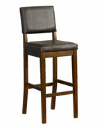 Benzara Wooden Counter Stool with Leatherette Upholstered Seat and Back, Brown