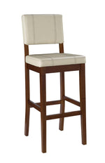 Benzara BM16600 Wooden Bar Stool with Cushioned Seat & Backrest, Cream & Brown