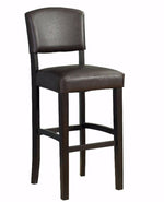 Benzara Wooden Counter Stool with Padded Upholstered Seat and Backrest, Brown