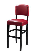 Benzara Wooden Bar Stool with Leatherette Seat and Backrest, Black and Red