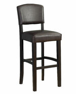 Benzara Wooden Bar Stool with Padded Upholstered Seat and Backrest, Brown