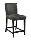 Benzara Wooden Counter Stool with Padded Seat and Curved Back, Black and Gray