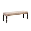 Benzara Rectangular Wooden Bench with Nailhead Trim and Turned Legs, Brown