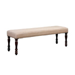 Benzara Rectangular Wooden Bench with Nailhead Trim and Turned Legs, Brown