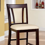 Benzara Wooden Counter Height Chair With Padded Seat, Set of 2, Brown and Cream