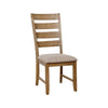 Benzara Wooden Side Chair With Slatted Back, Pack of 2, Natural Brown