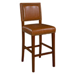 Benzara Wooden Counter Stool with Faux Leather Upholstery, Brown