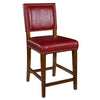 Benzara Wooden Counter Stool with Nailhead Trim Accents, Red and Brown