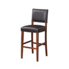 Benzara Nailhead Leatherette Bar Stool with Rectangular Backrest, Black and Brown