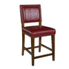 Benzara Wooden and Leatherette Bar Stool with Nailhead Trim, Red and Brown