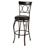 Benzara Metal Counter Stool with Leatherette Swivel Seat, Black and Brown
