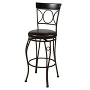 Benzara Metal Counter Stool with Leatherette Swivel Seat, Black and Brown