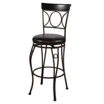 Benzara Metal Bar Stool with Leatherette Swivel Seat, Black and Brown
