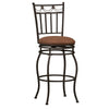 Benzara Metal Counter Stool with Fabric Upholstered Seat, Black and Brown
